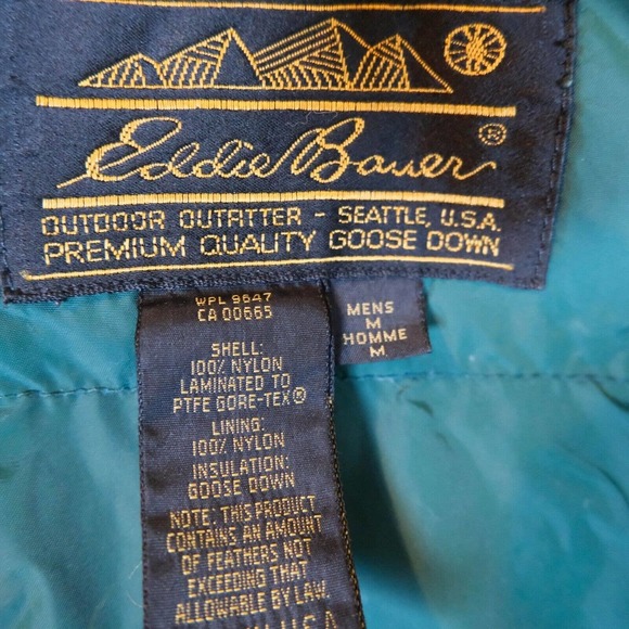 Eddie Bauer Womens Jacket Medium Blue Gore Tech Goose Down Outdoors Puffer - Picture 7 of 16
